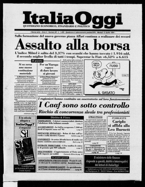 Italia oggi : quotidiano di economia finanza e politica